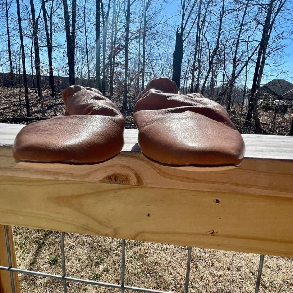Vintage Silent D Camel Brown Ruched Leather Mule Flats • EU 41/US 10.5 - Picture 9 of 16